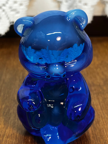 Vintage Opalescent Fenton Blue Slag Figurine Bear