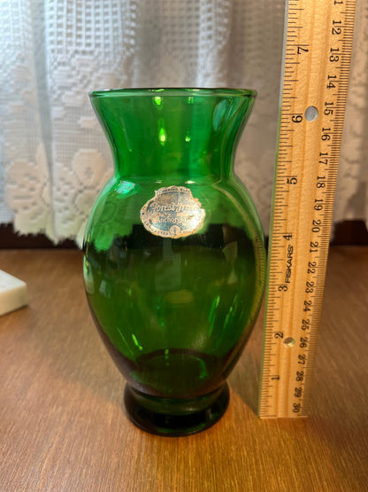 Vintage Forest Green Anchor Hocking Vase