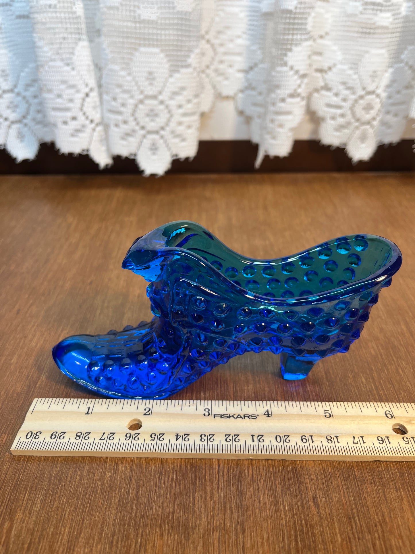 Vintage Cobalt Blue Hobnail Fenton Art Glass Shoe