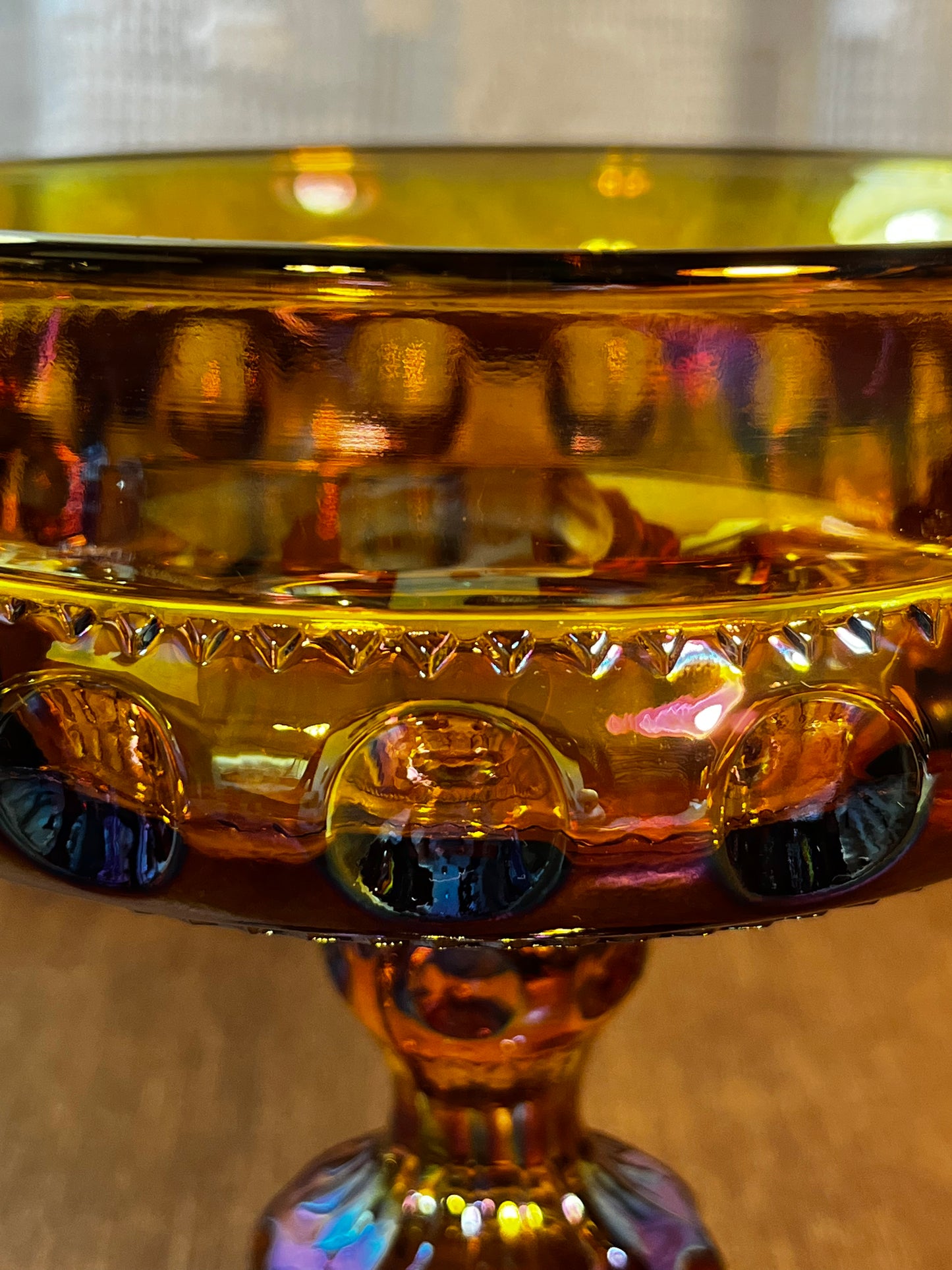 Vintage Carnival Glass Kings Crown Compote Dish