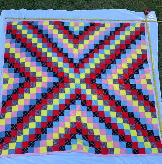 Lovely And Bright Patterned Handmade/ Machine Sewn Quilt