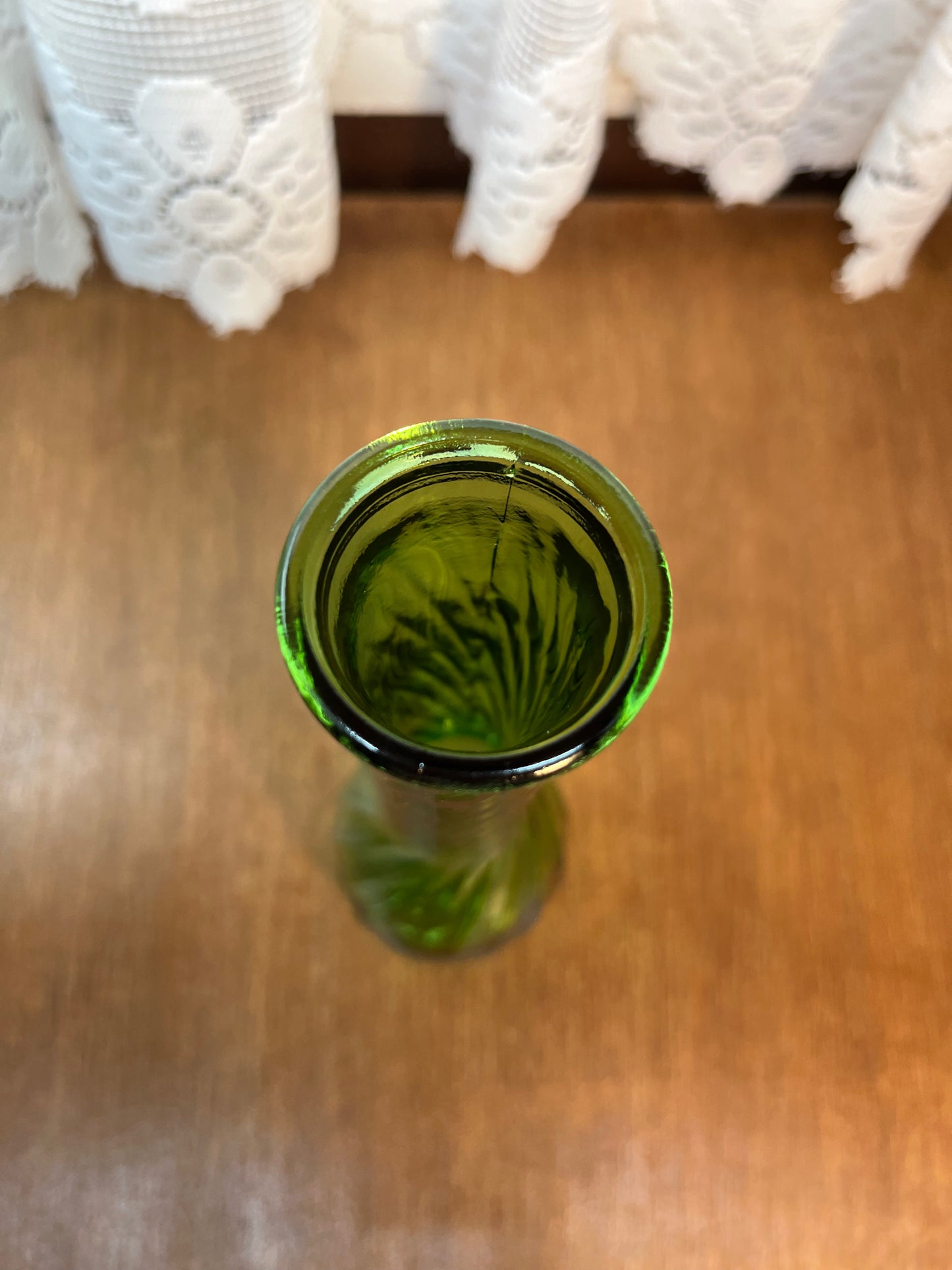 Vintage Twisted Green Spiral Bud Vase