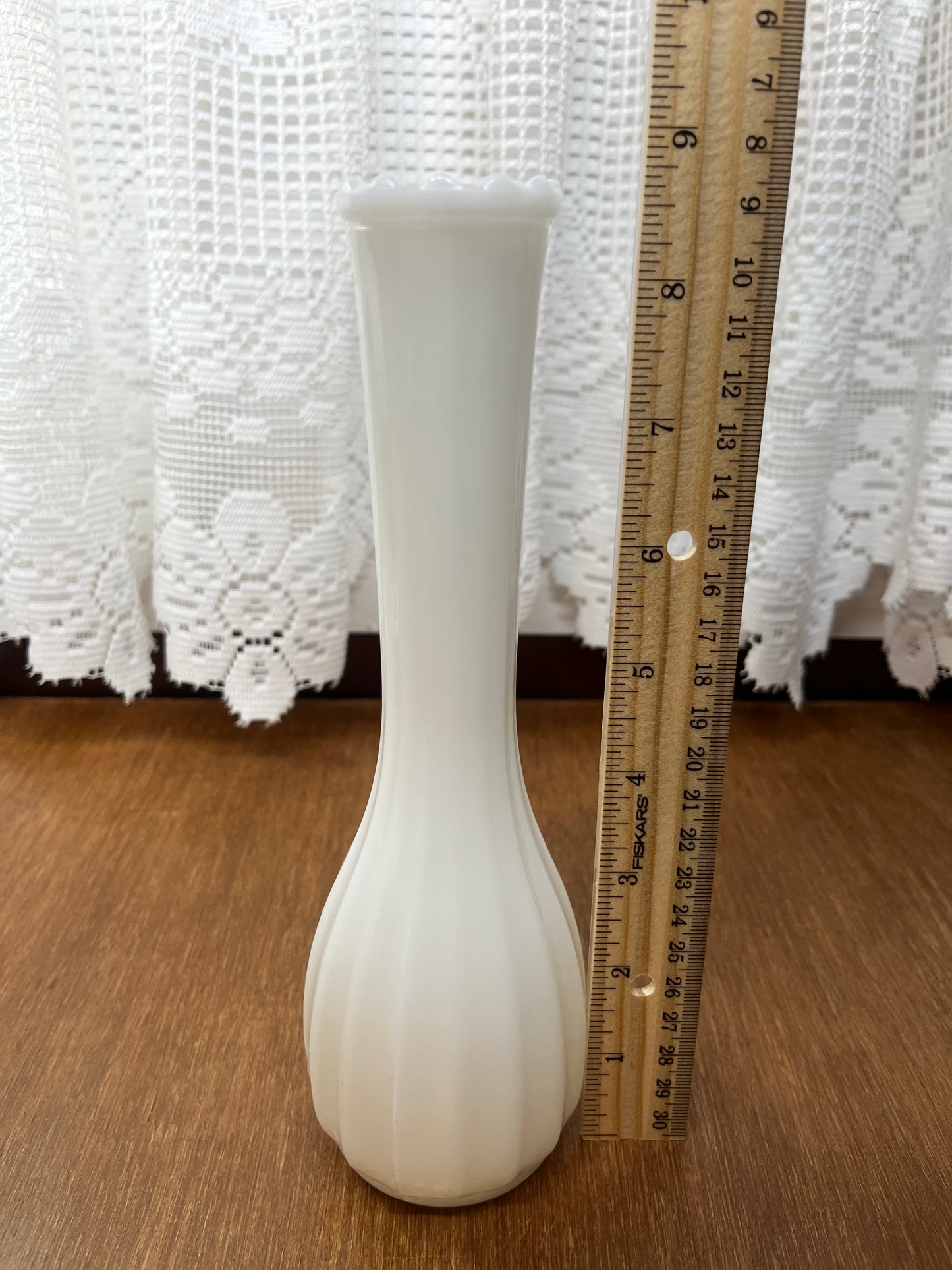 Vintage Milk Glass Saw Tooth Top Bud Vase