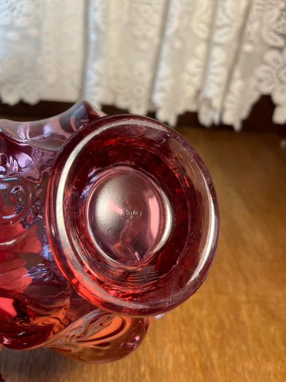 Vintage Fenton Pink Swirl Candy Bowl with Lid