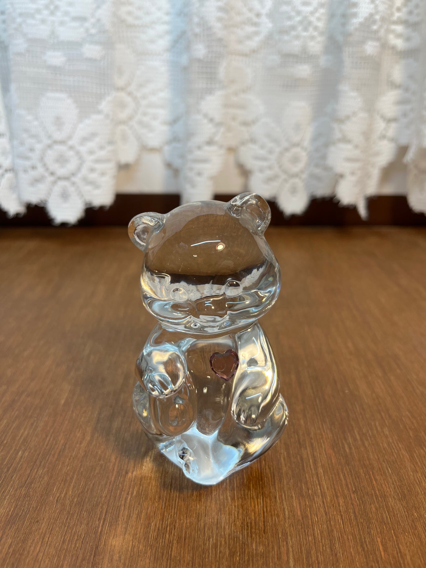 Art Glass Fenton February Birthstone Bear With Sticker