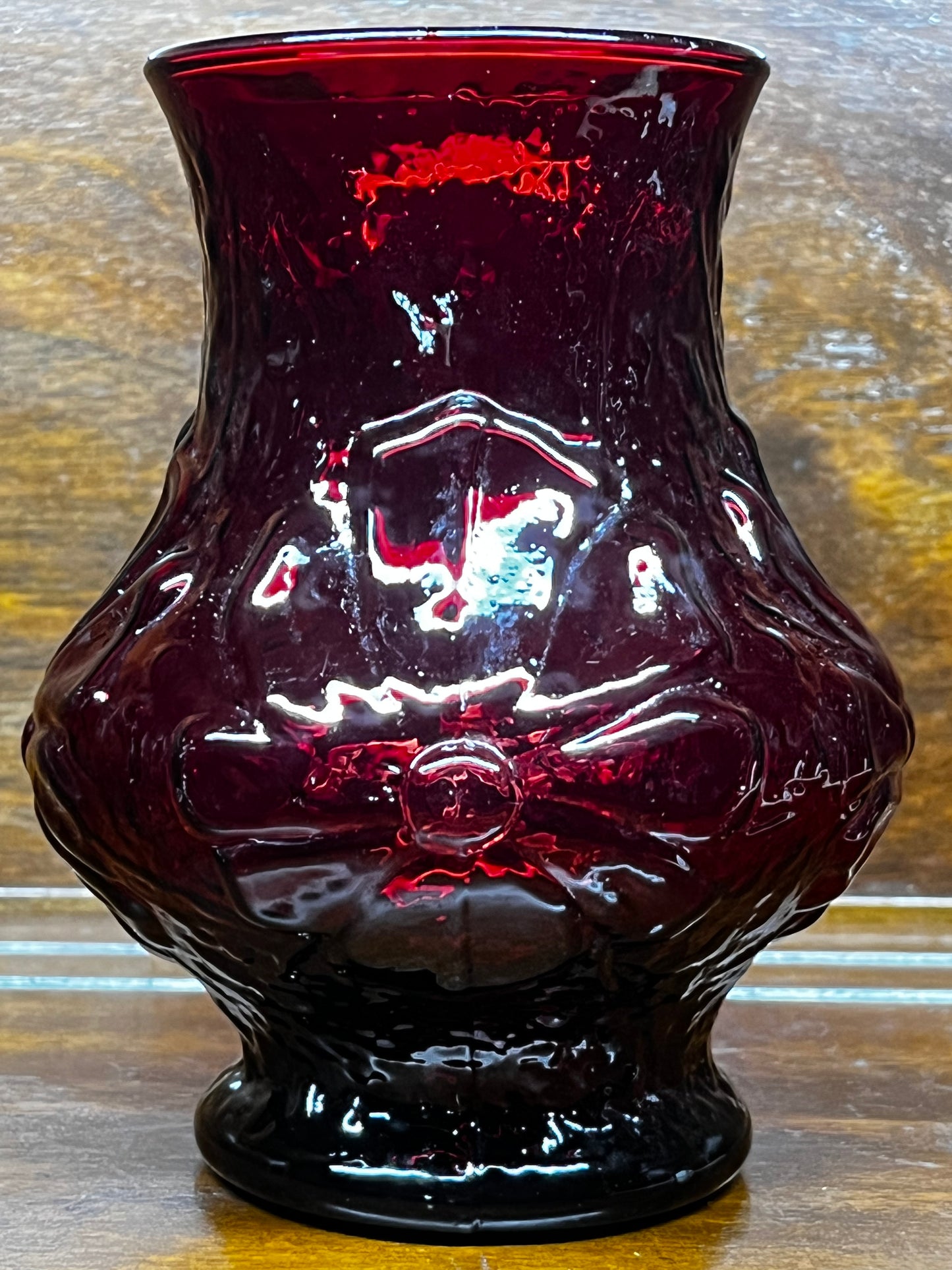 Vintage Ruby Red Anchor Hocking Rain Flower Vase