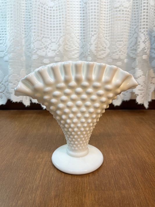 Vintage Fenton Hobnail Milk Glass Bud Vase