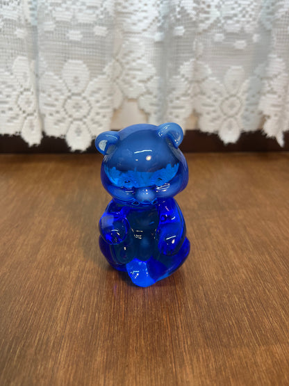 Vintage Opalescent Fenton Blue Slag Figurine Bear