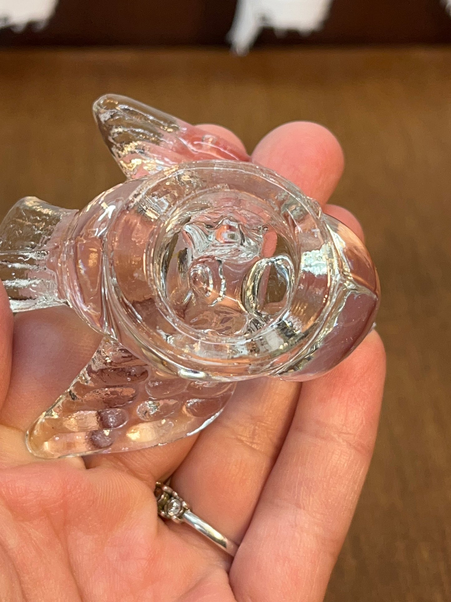 Vintage Small Glass Bird Figurine/Candle Holder