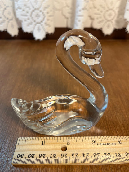 Vintage Art Glass Clear Fenton Swan Figurine