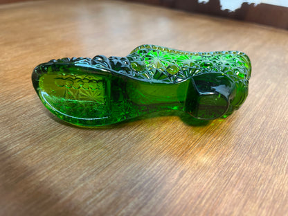 Vintage Art Glass Emerald Green Shoe