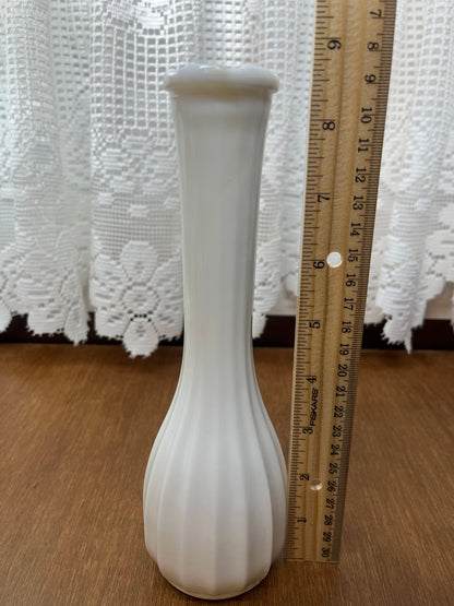 Vintage CLG Milk Glass Scallop Top Bud Vase