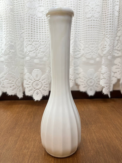 Vintage CLG Milk Glass Scallop Top Bud Vase