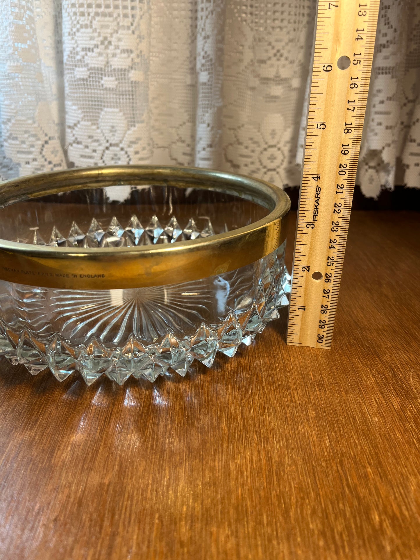 Vintage Yeoman Plate E.P.N.S. made in England Silver Rim Glass Bowl