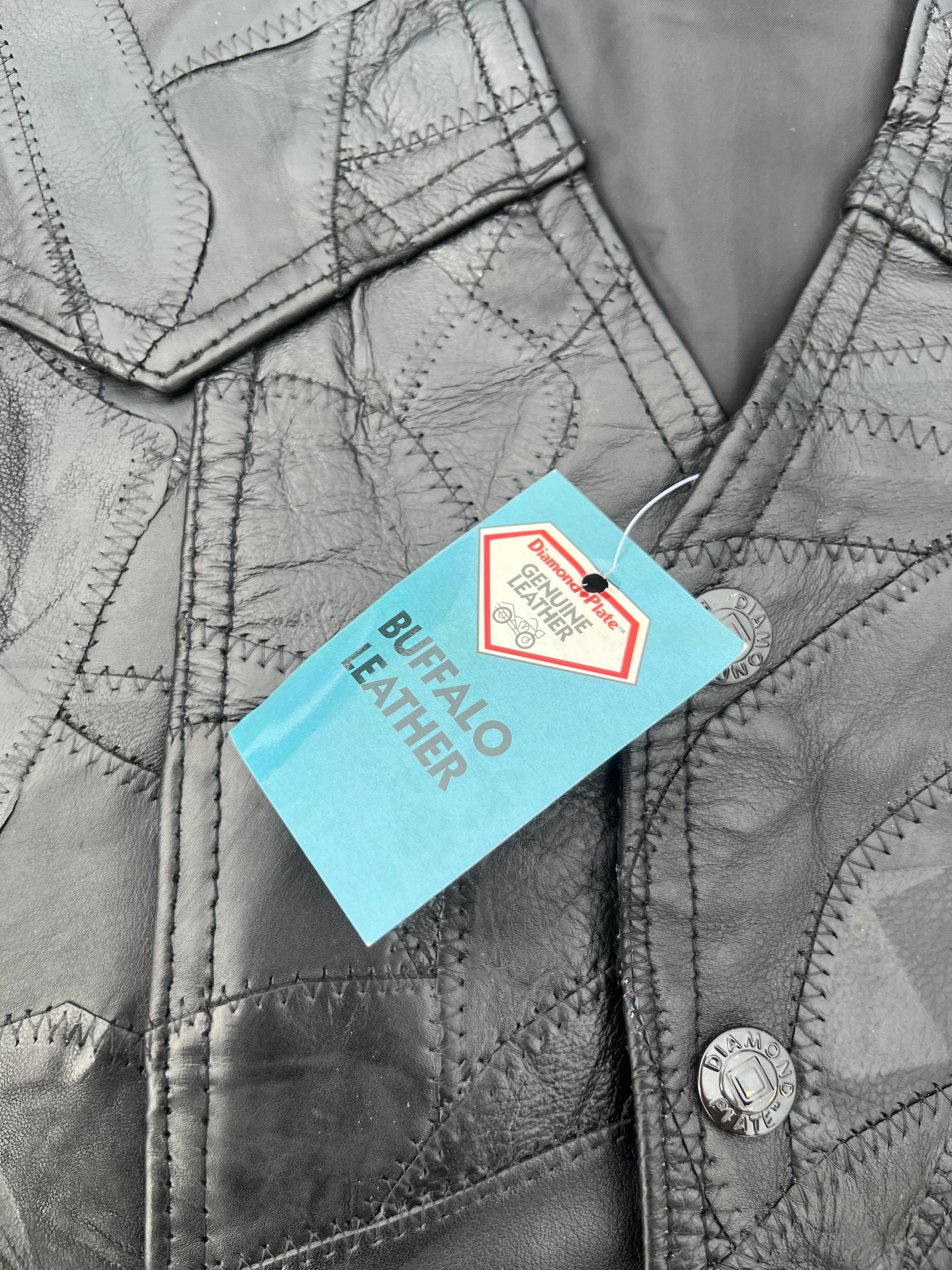 Diamond plate 2025 genuine leather jacket