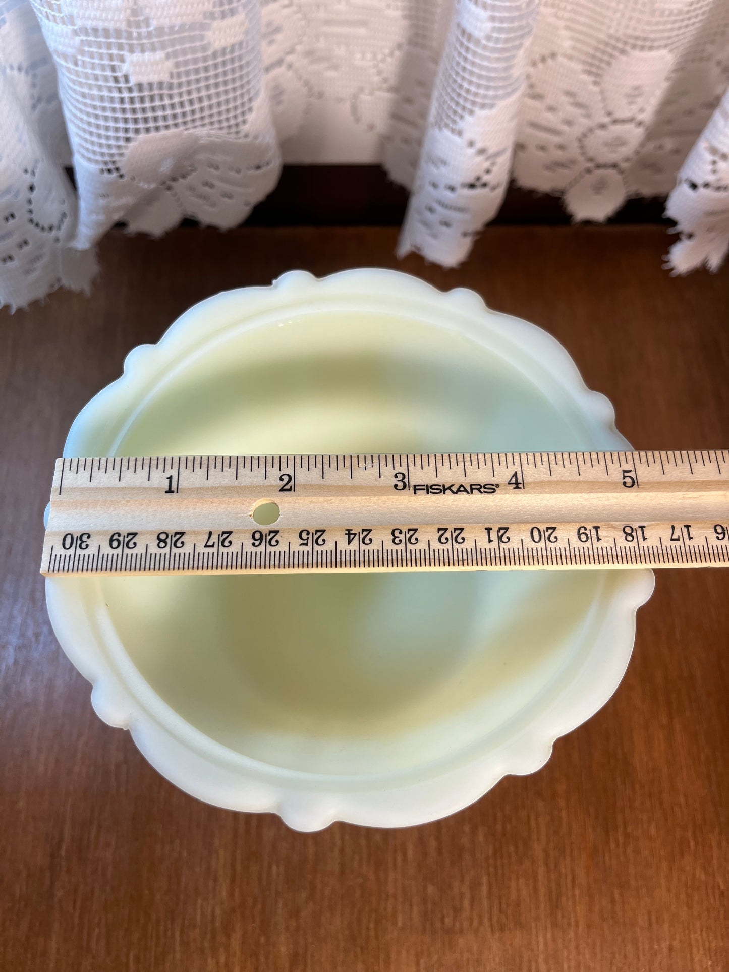 Vintage Fenton Custard Uranium Floral Pedestal Dish