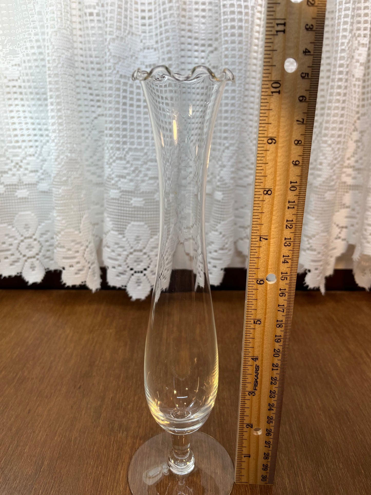 Vintage Scallop Top Footed Bud Vase