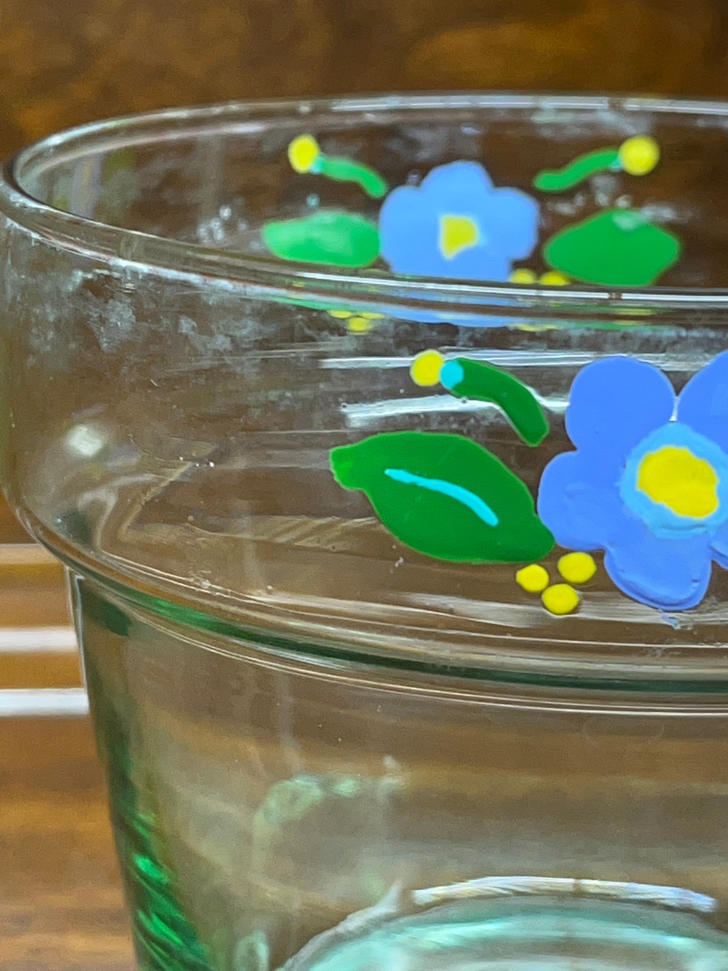 Green Painted Glass Flower Pot