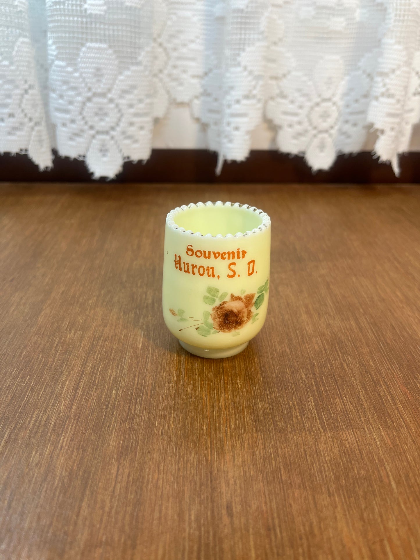 Vintage Heisey Huron S.D Uranium Souvenir Toothpick Holder