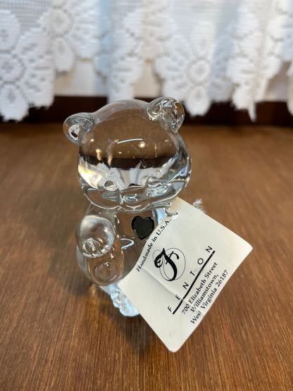 Art Glass Fenton December Birthstone Bear With Tag