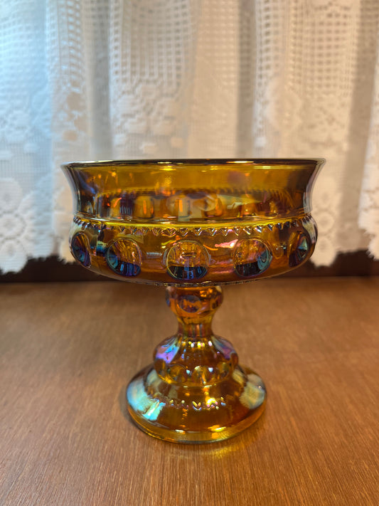 Vintage Carnival Glass Kings Crown Compote Dish