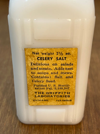 Vintage Milk Glass Purified Griffiths Spice Jars