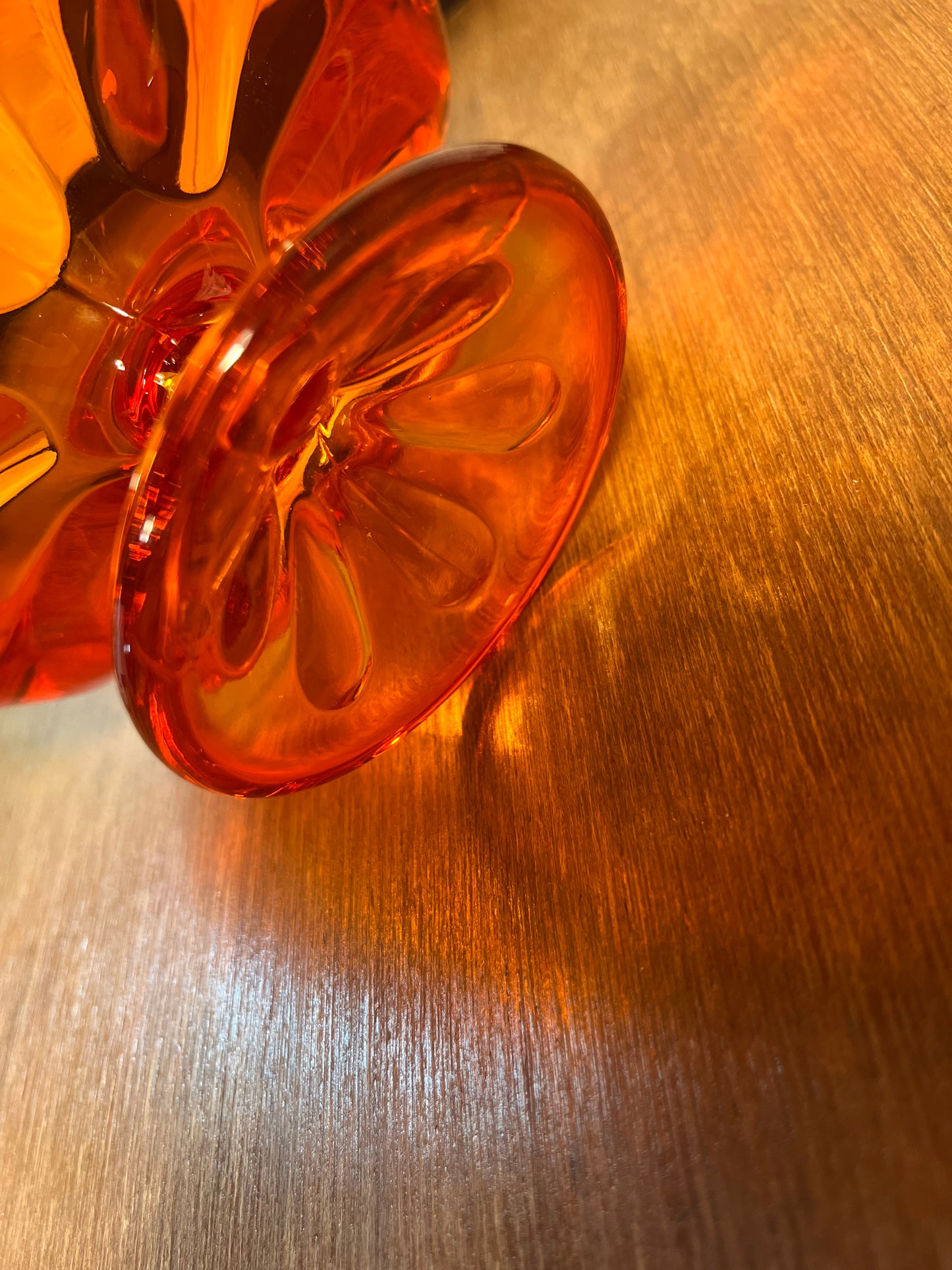 Vintage Viking Glass Orange Amberina Pedestal Bowl