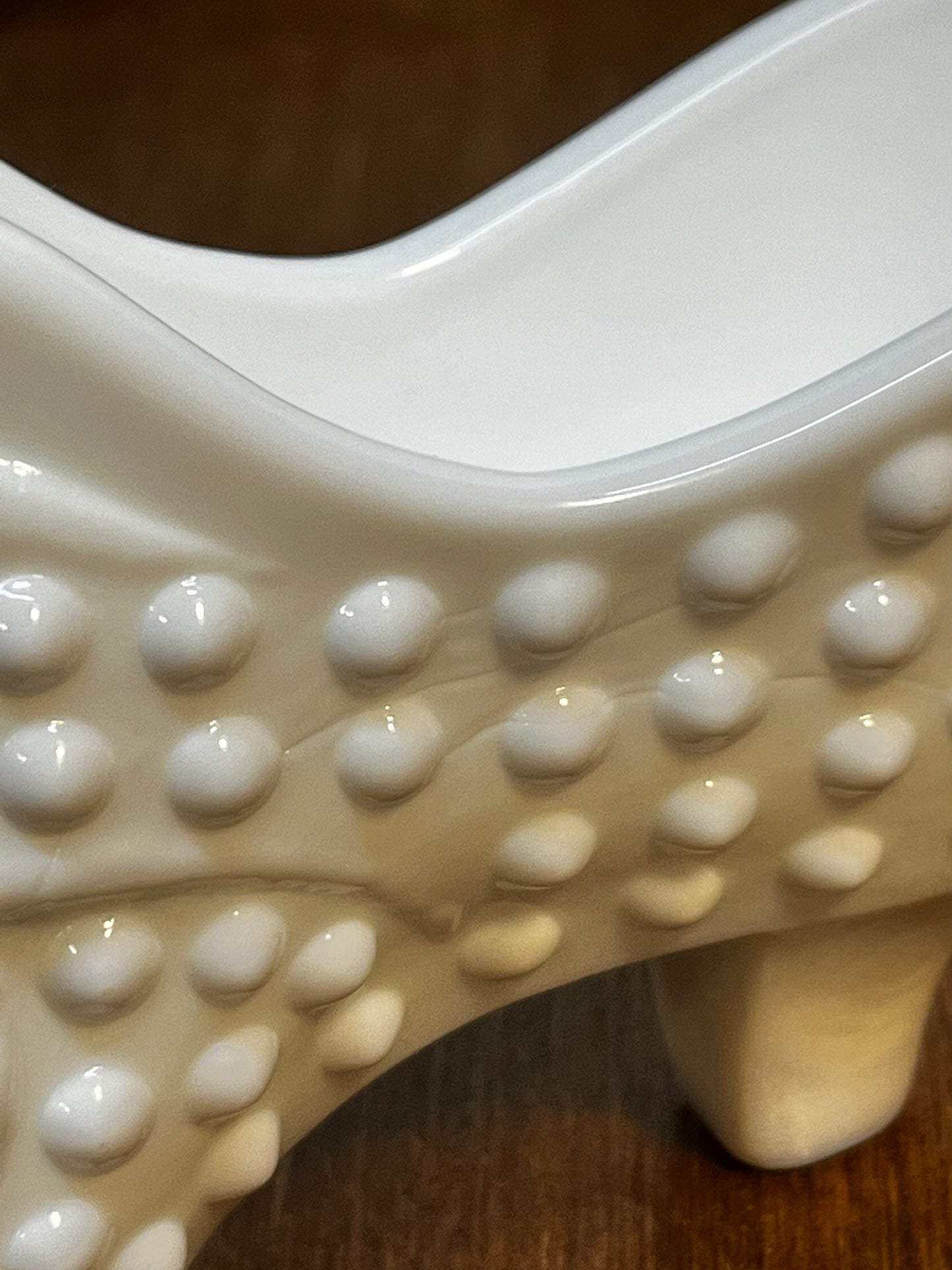 Vintage Milk Glass Hobnail Fenton Art Glass Shoe