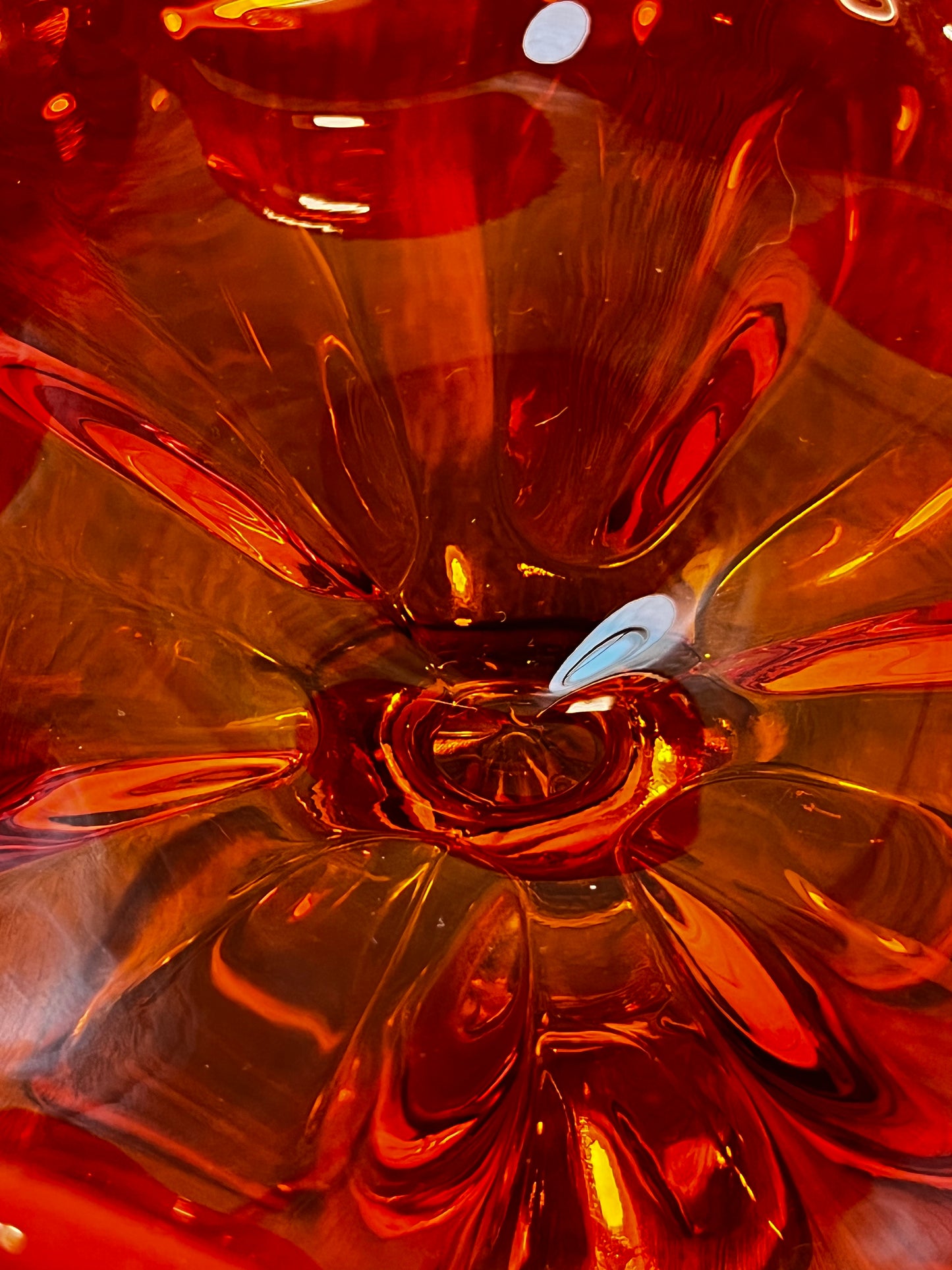 Vintage Viking Glass Orange Amberina Pedestal Bowl